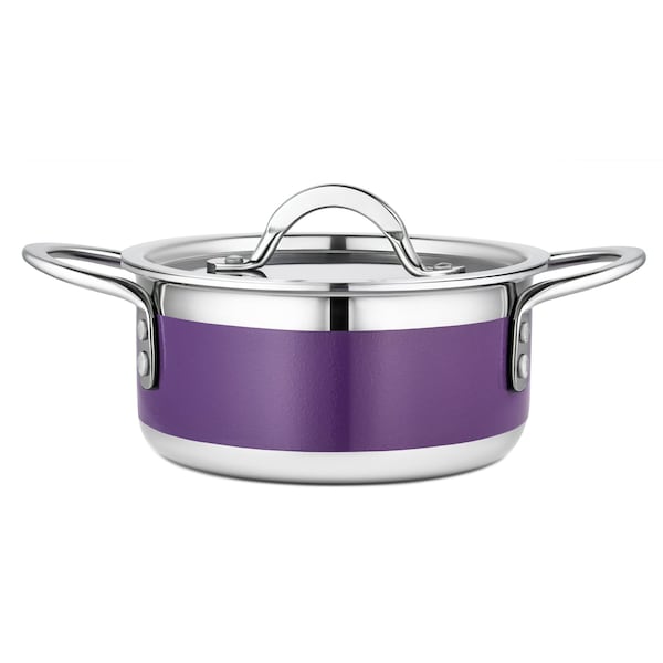 Bon Chef Country French 2 Pot W/Cover 7" X 3" 1 Qt 22 Oz - Purple 71299-CF2-P - main